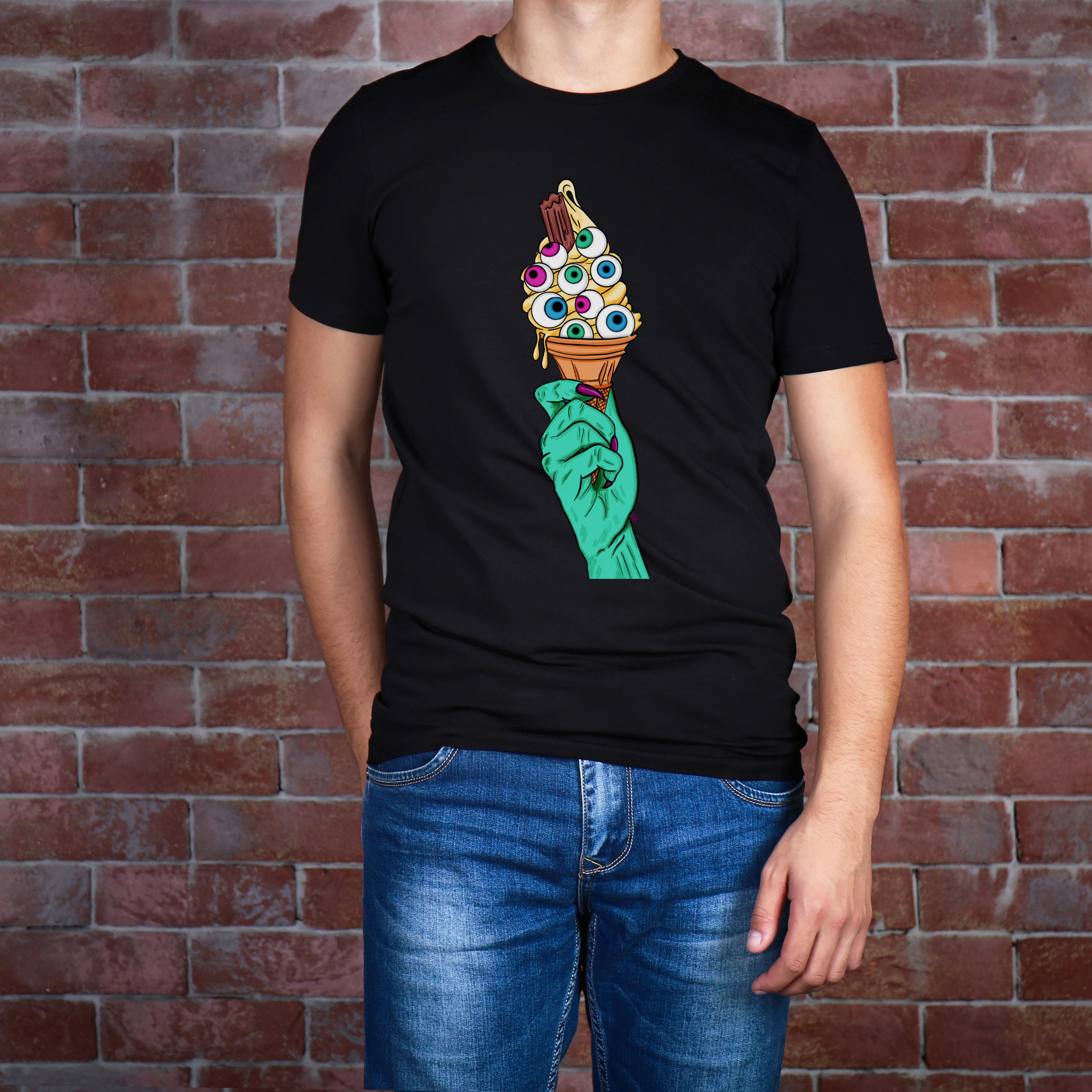 Hannah Kate Makes - Wholesale T-Shirt (Graphic) - Unisex - Eye Scream T-shirt - Black - Ice Cream - 100% Cotton3