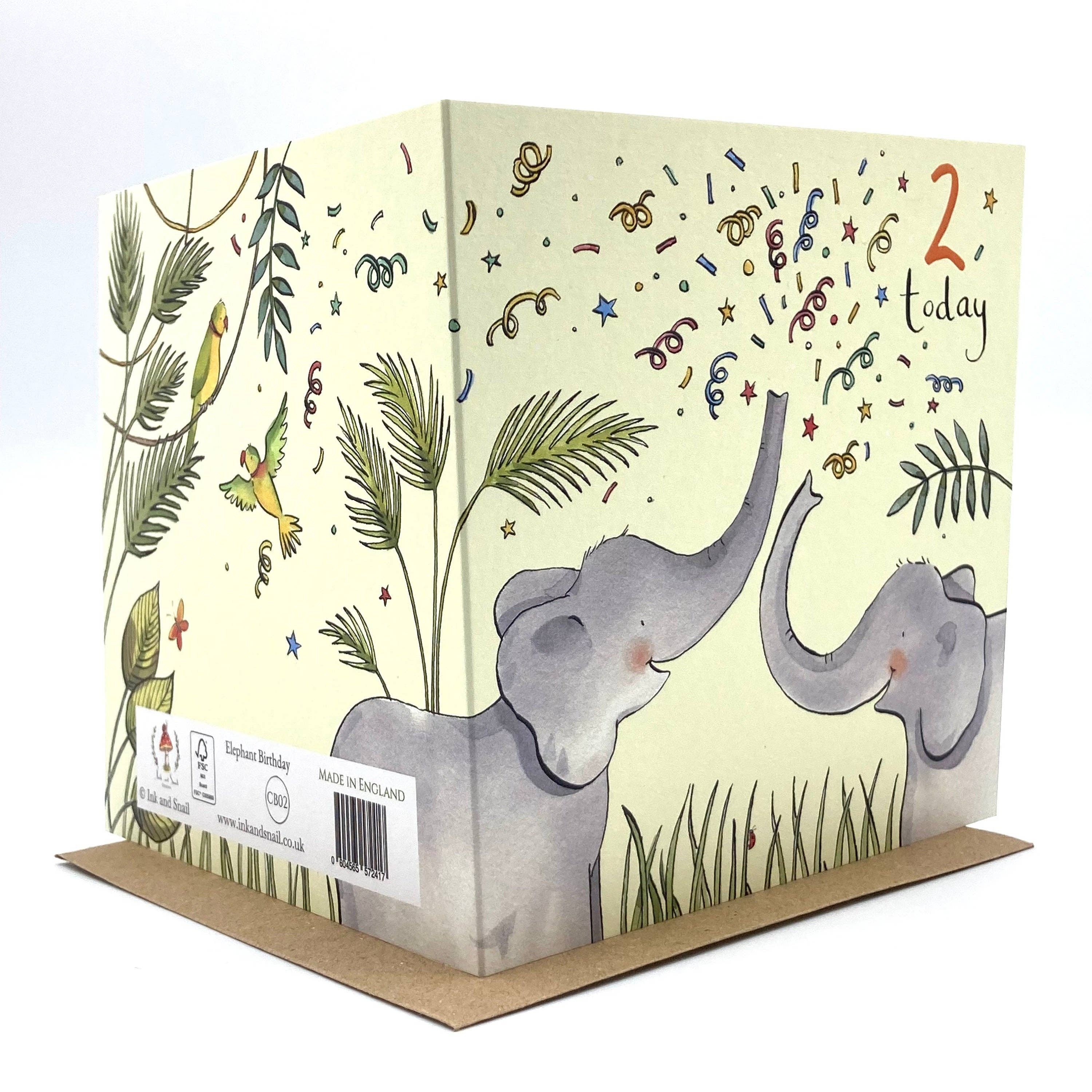 Ink and Snail Limited - Wholesale Birthday Card - 2nd Birthday Card - Elephants1