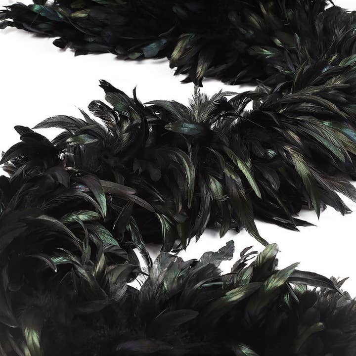 Schlappen Boa-Dyed Iridescent 8-10" - Black/Iridescent for wholesale by Zucker Feather Products