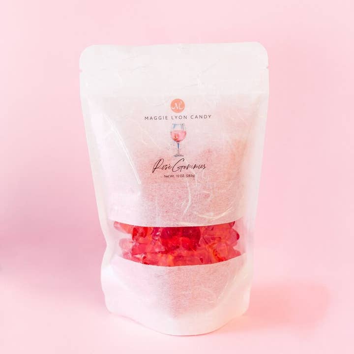 10oz Rosé Gummi Bears for wholesale by Maggie Lyon Chocolatiers