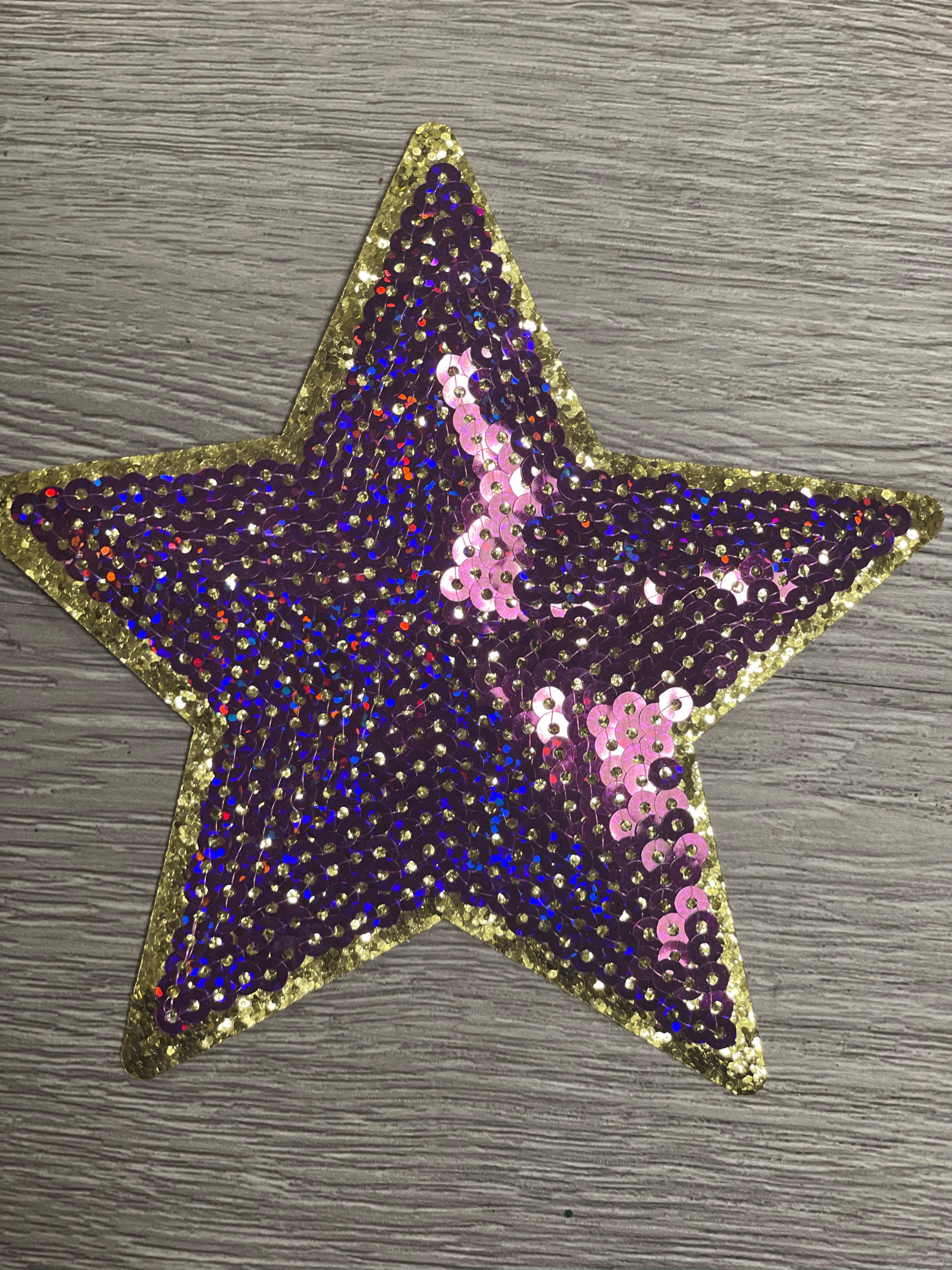 sequinandstiches – Großhandel Aufnäher – Tigers Purple Game Day Pailletten-Patch, Pailletten-Stern-Aufnäher, DIY-Aufnäher, Aufnäher zum Aufbügeln, goldene Glitzer-Rückseite11