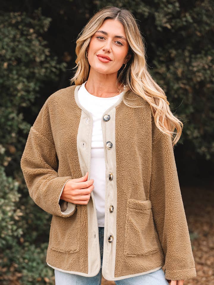 Lilisha Corduroy Edge Patchwork Jacket for wholesale by Poppy Lee Lane