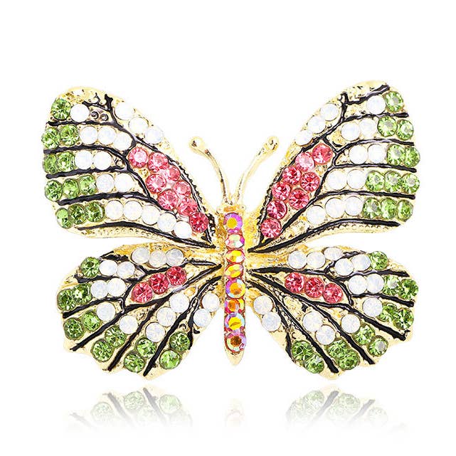 Colorful Rhinestone Butterfly Brooch Insect Pin for wholesale by Tourtiwi