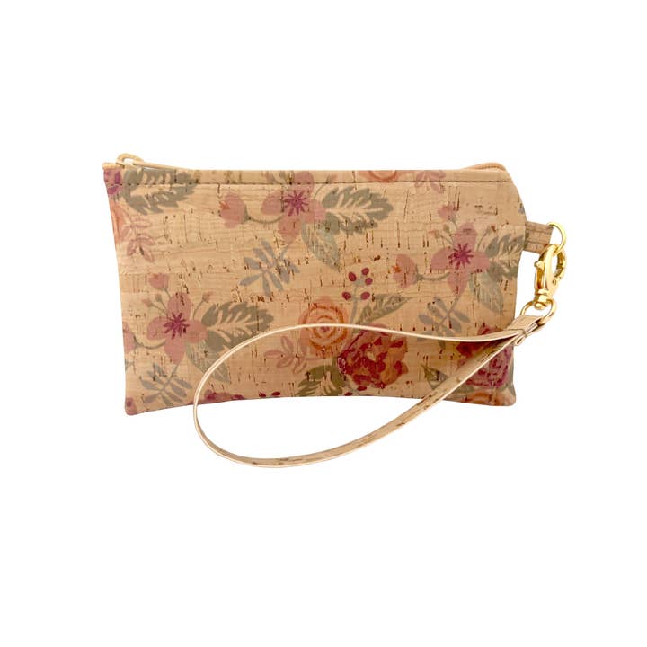 Natalie Therese - Wholesale Wristlet - Cork Simple Wristlet in 2 Sizes | Flourish Print