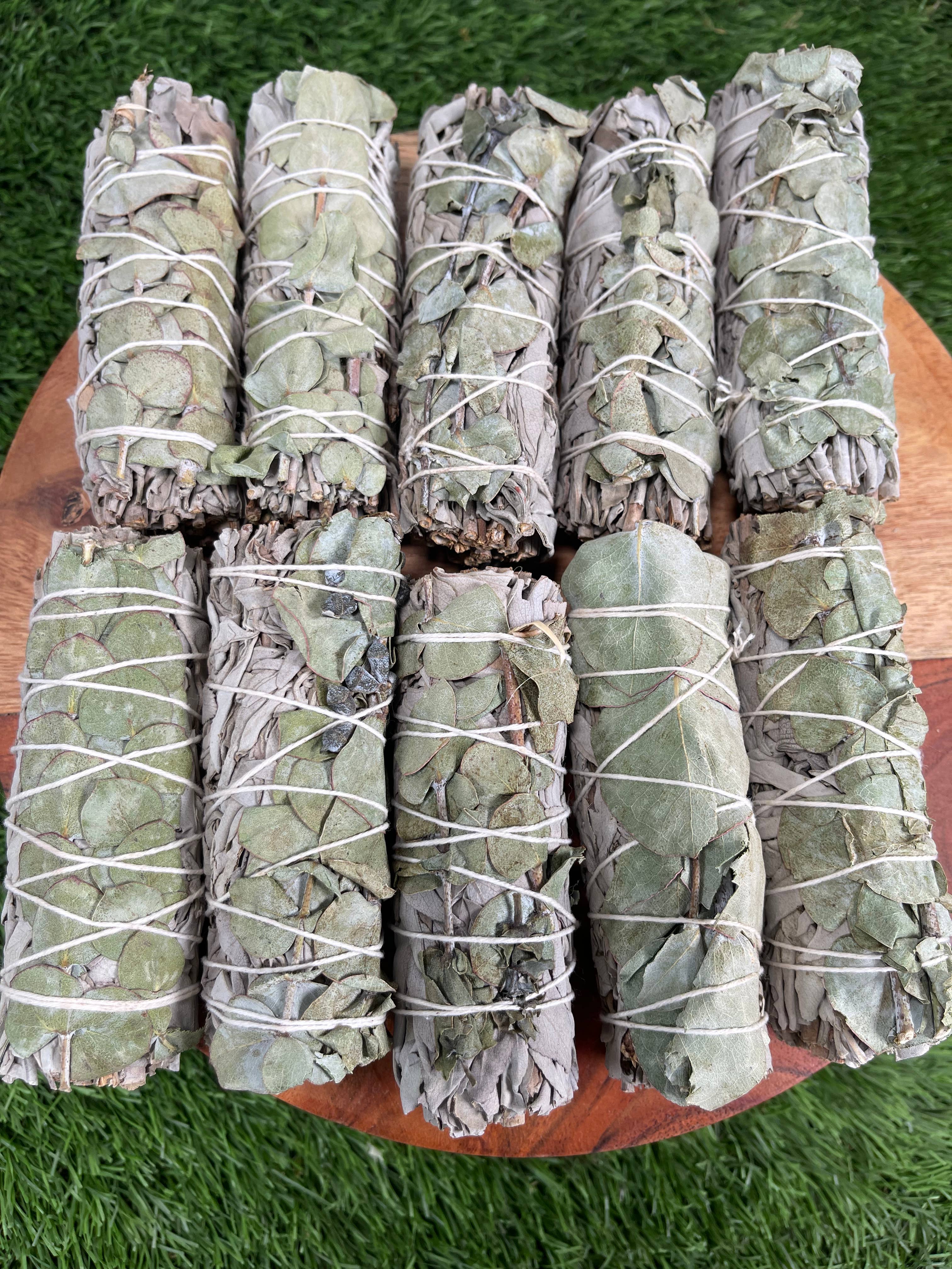 CaNatureLover - Wholesale Sage Bundle - White Sage with Eucalyptus, Hand Wrapped Thick bundles.8