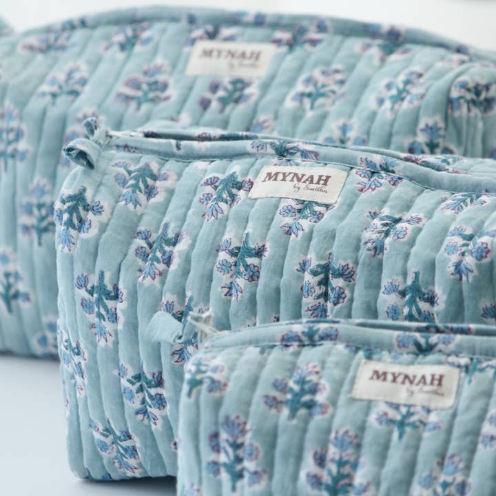 Lot de 3 sacs de voyage, maquillage, organiseur, sac à motifs bleu poussiéreux pour la vente par MYNAHbySmitha