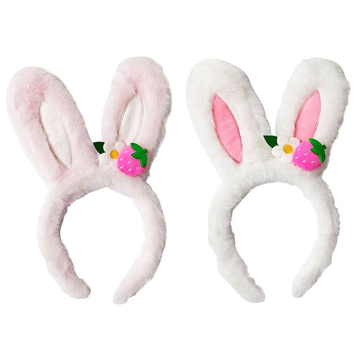 Diacly - Wholesale Fashion headband – women's - Plush Bunny Ear Flower Strawberry deco Headband2
