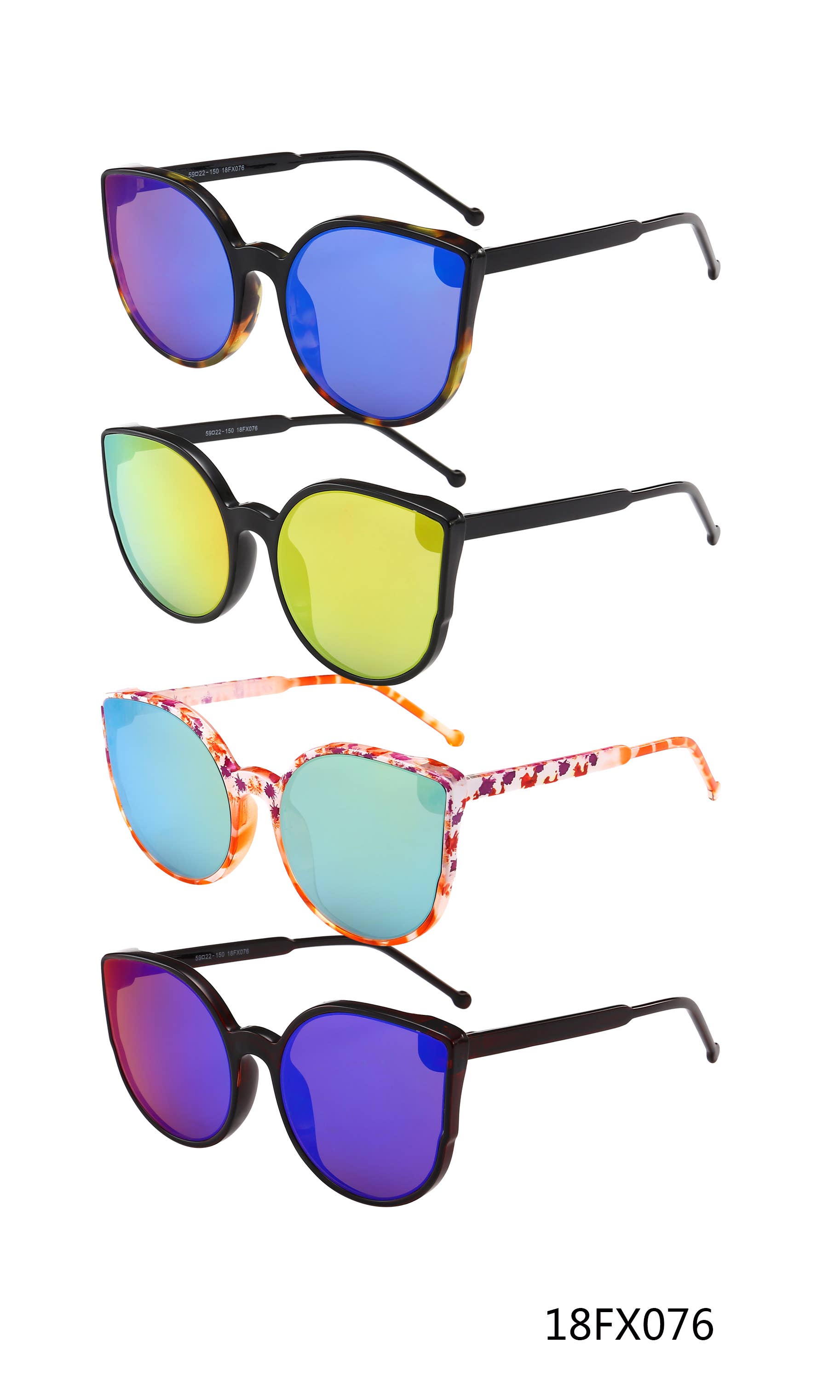 Trio Trading - Vendita all'ingrosso Occhiali da sole - Bambini - Occhiali da sole a specchio con occhi di gatto per ragazzina, assortiti, confezione da 120