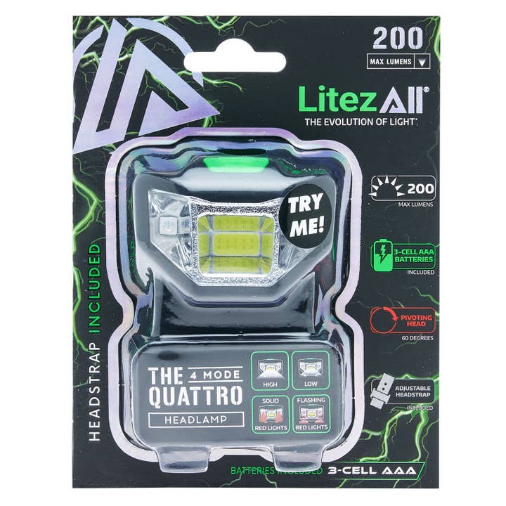 LitezAll - Wholesale Flashlight - LitezAll Quattro 4 Mode LED Head Lamp33
