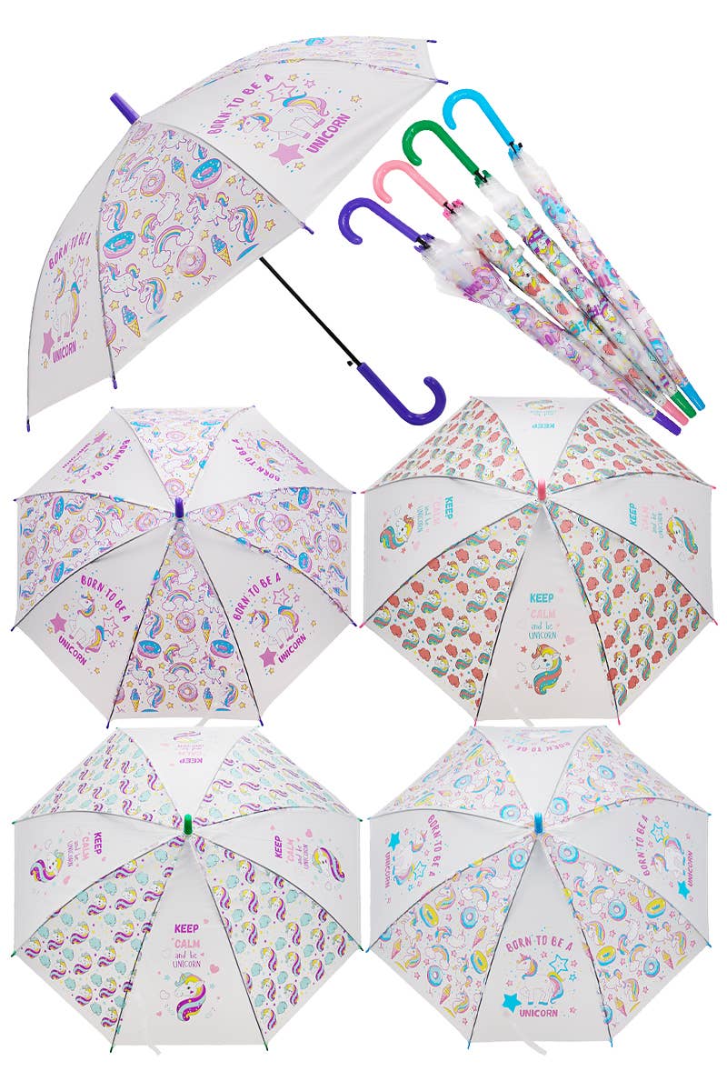 Cap Zone - Wholesale Umbrella - Kids - Kids Unicorn Translucent EVA Auto Umbrella0