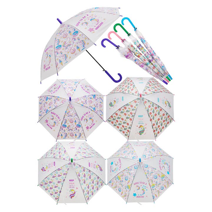 Cap Zone - Wholesale Umbrella - Kids - Kids Unicorn Translucent EVA Auto Umbrella