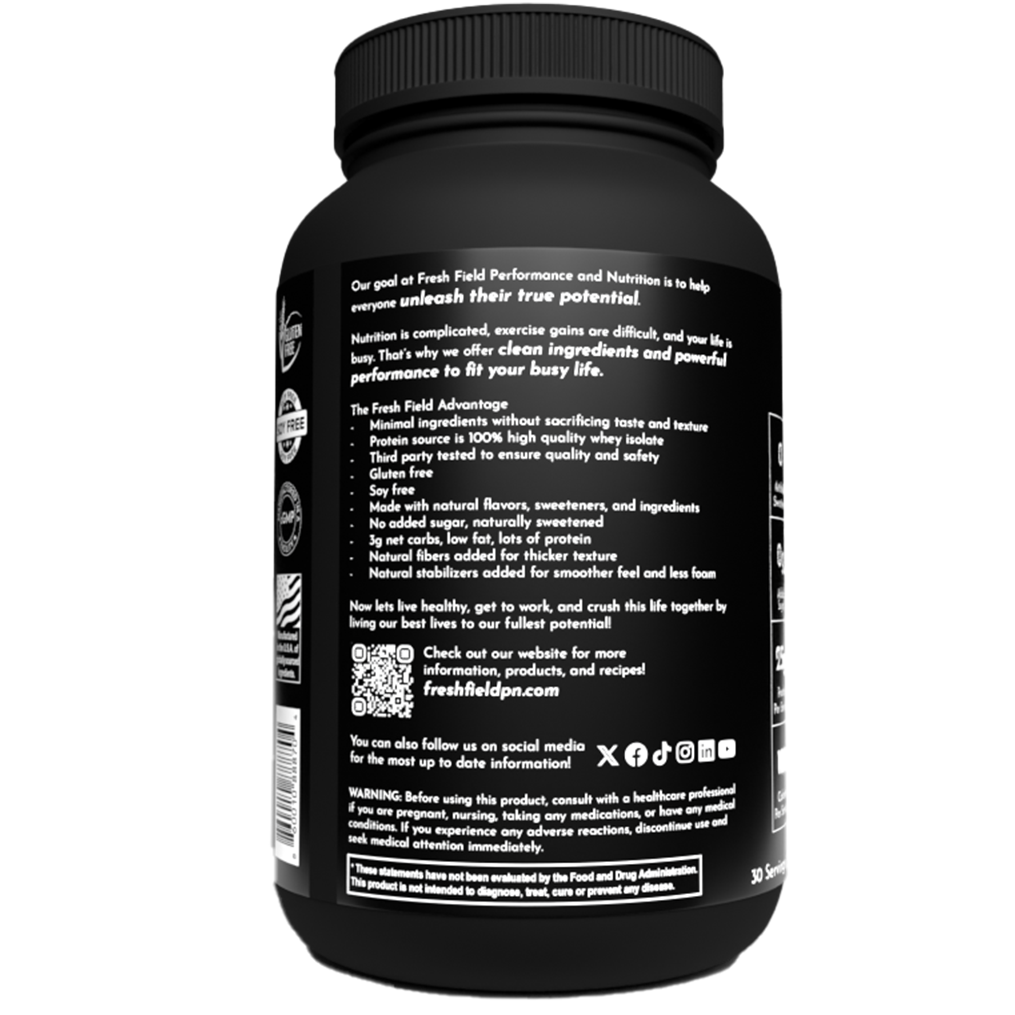 Fresh Field Performance and Nutrition - Vendita all'ingrosso Proteine/superfood in polvere - Polvere di proteine del siero di latte (vaniglia)2