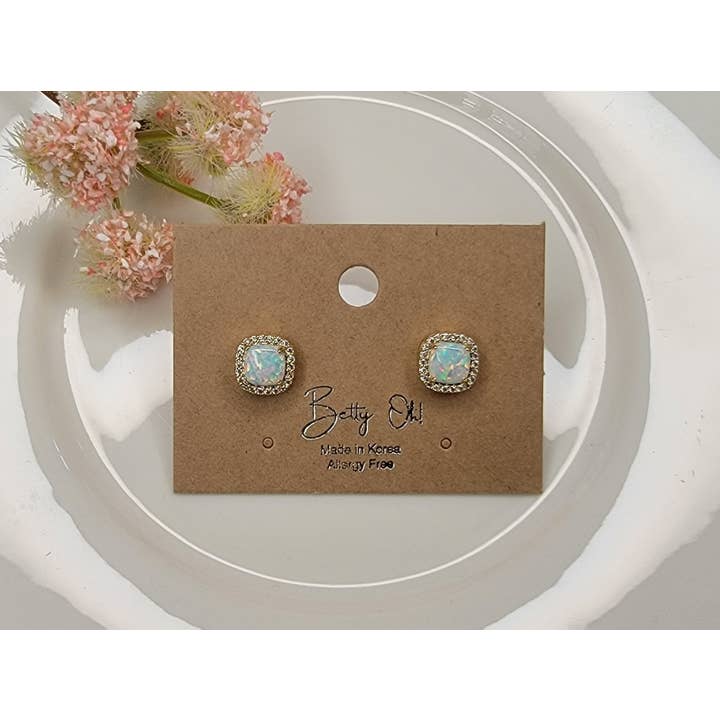 BETTYOH INC - Wholesale Stud/Post Earrings - LAB GROWN OPAL STUD EARRINGS.6