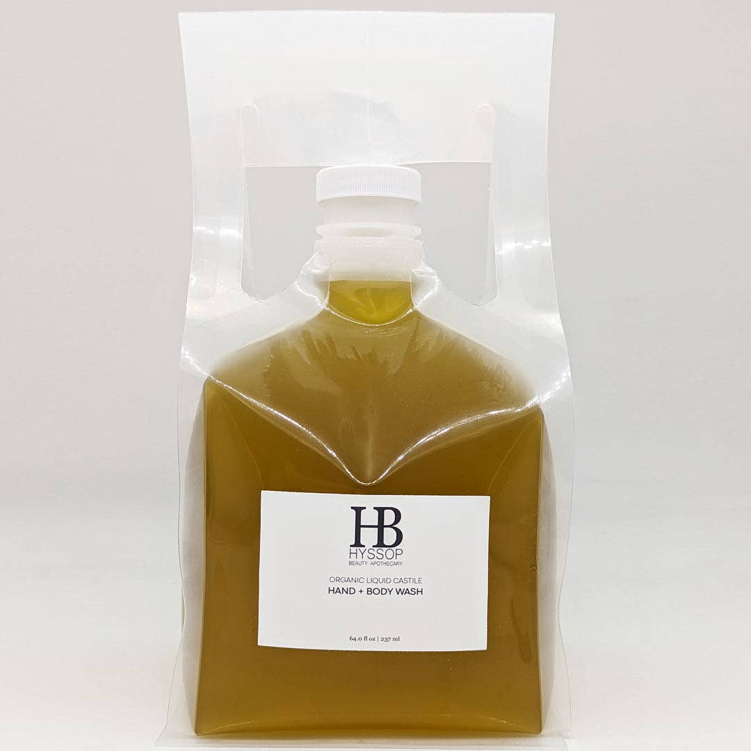 Hyssop Beauty Apothecary - Wholesale Body Wash/Shower Gel - Organic Liquid Castile Hand + Body Wash - 1/2 Gallon (64oz)1
