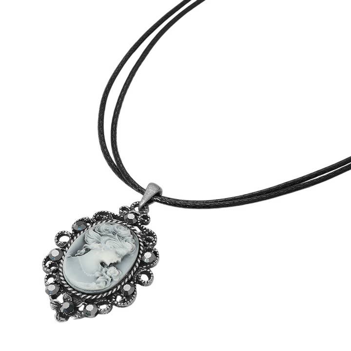 Sensibling Corp. - Wholesale Pendant/Charm Necklace - Vintage Cameo Pendant Double Waxed Cord Necklace1