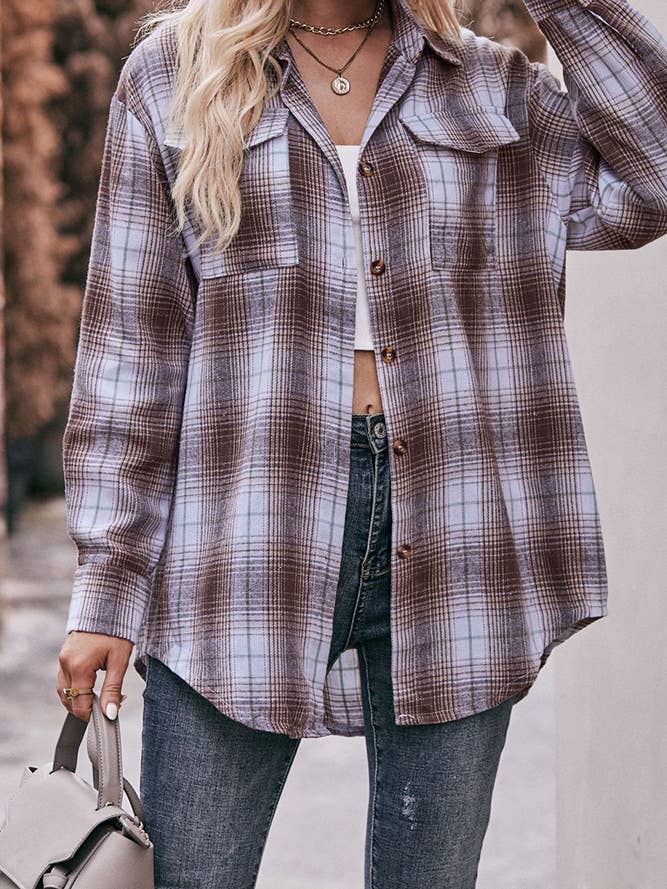 Comely Fashion - Wholesale Button Down Shirt - Women's - Women Plaid Blouse Buttoned Fall Sesaon Shirt CF-MD07410
