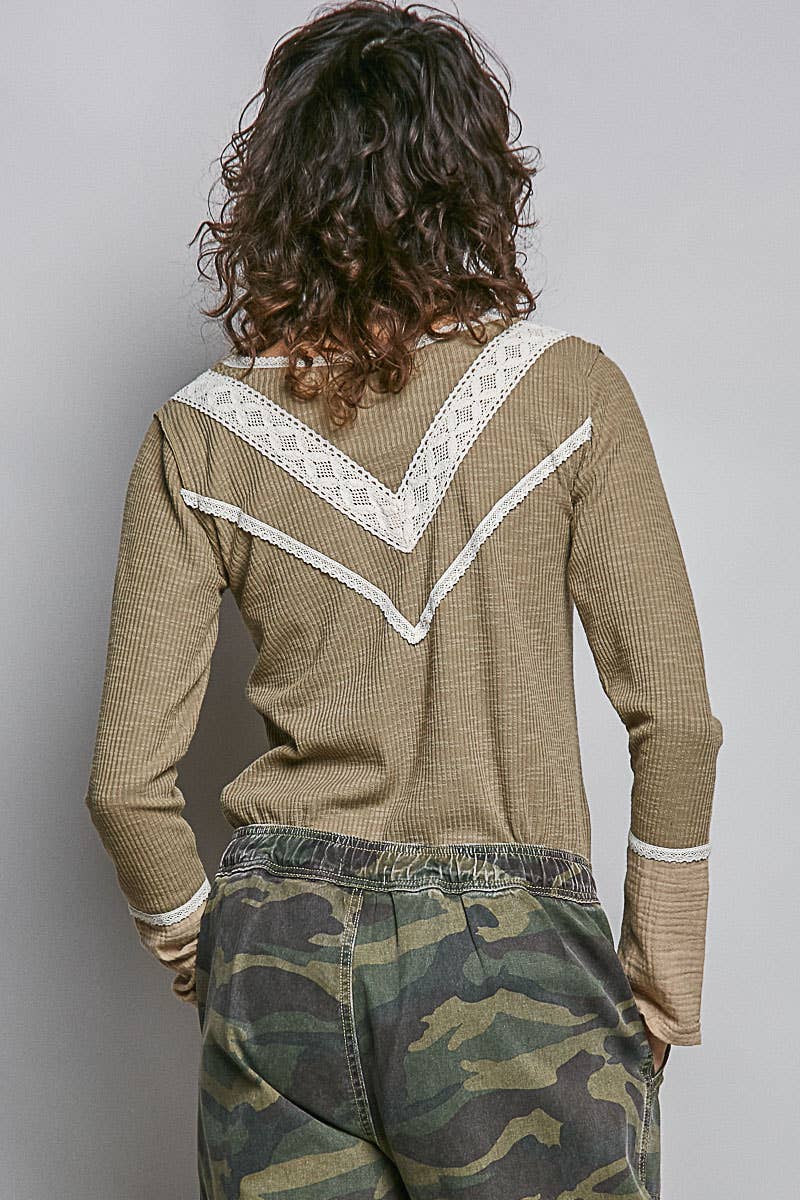 Pol Clothing - Wholesale Knit Top - Women's - Long sleeve double gauze solid knit rib top3