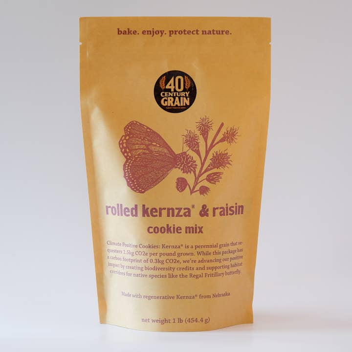 Rolled Kernza® & raisin cookie mix for wholesale by 40 Century Grain
