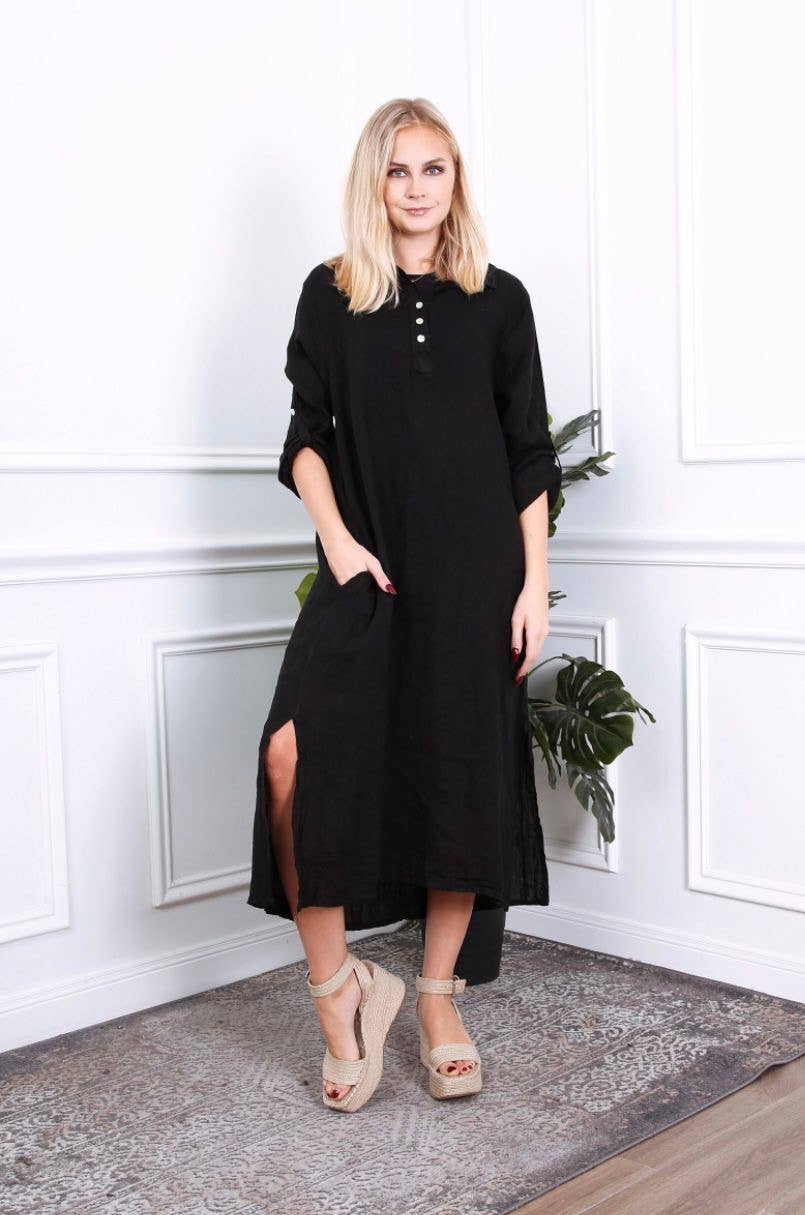 LÉA & LUC - Wholesale Dress - Women's - Long dress in 100% linen REF.209000