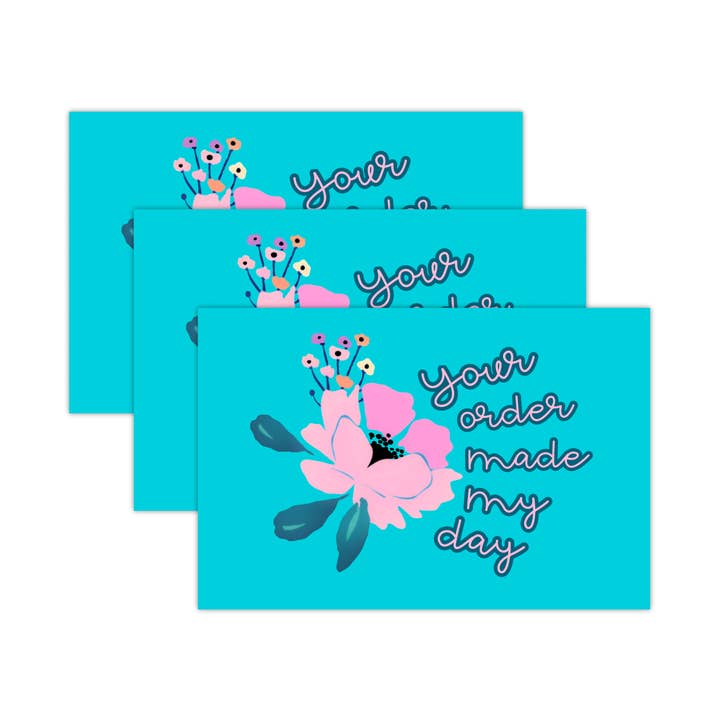 4x6" Package Insert Cards- Teal & Purple Floral for wholesale by Marley Rae Mailers