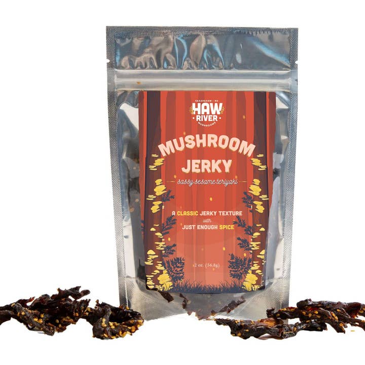 Sassy Sesame Mushroom Jerky for wholesale by Haw River Mushrooms