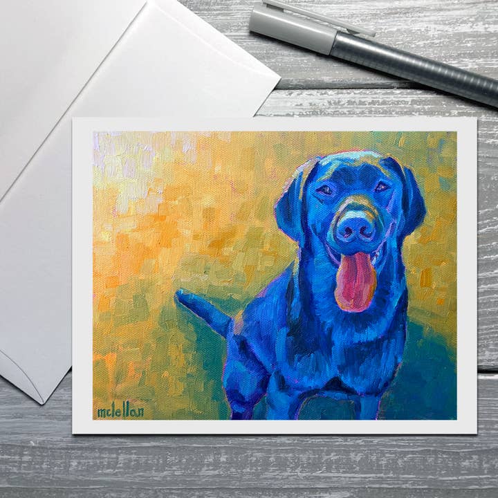Black Lab 1 Note Card with Envelope for wholesale by Betsy McLellan Art