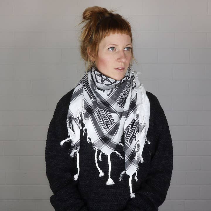 Tribal Trade GmbH – wholesale Scarf – Unisex – Palituch - Pentagram White - Black - Kufiya PLO cloth5