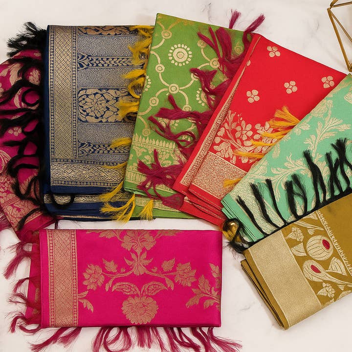 Meghcraft - Wholesale Scarf - Women's - Assorted Indian Banarasi Silk Stoles - Scarves for Women 0