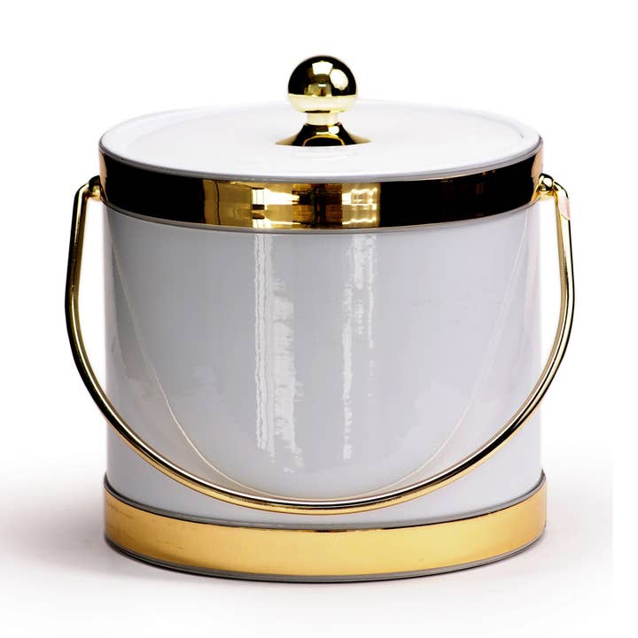 White Patten with Dual Gold Bands 3 qt. for wholesale by MR. ICE BUCKET, LLC.