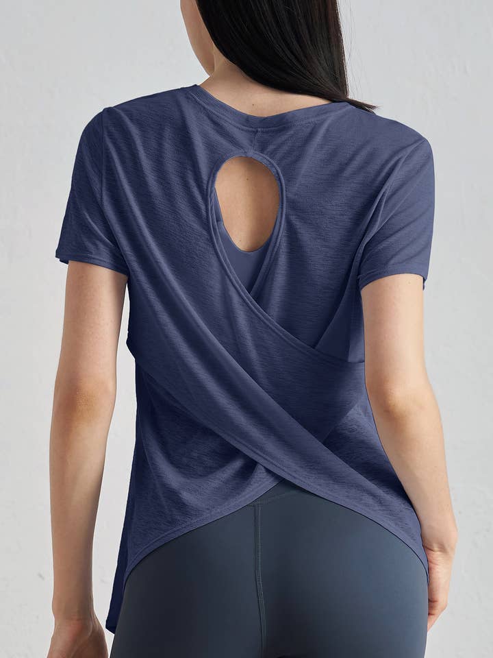 Gillian Open Back Cover Up Active T-Shirt for wholesale by 91thelabel