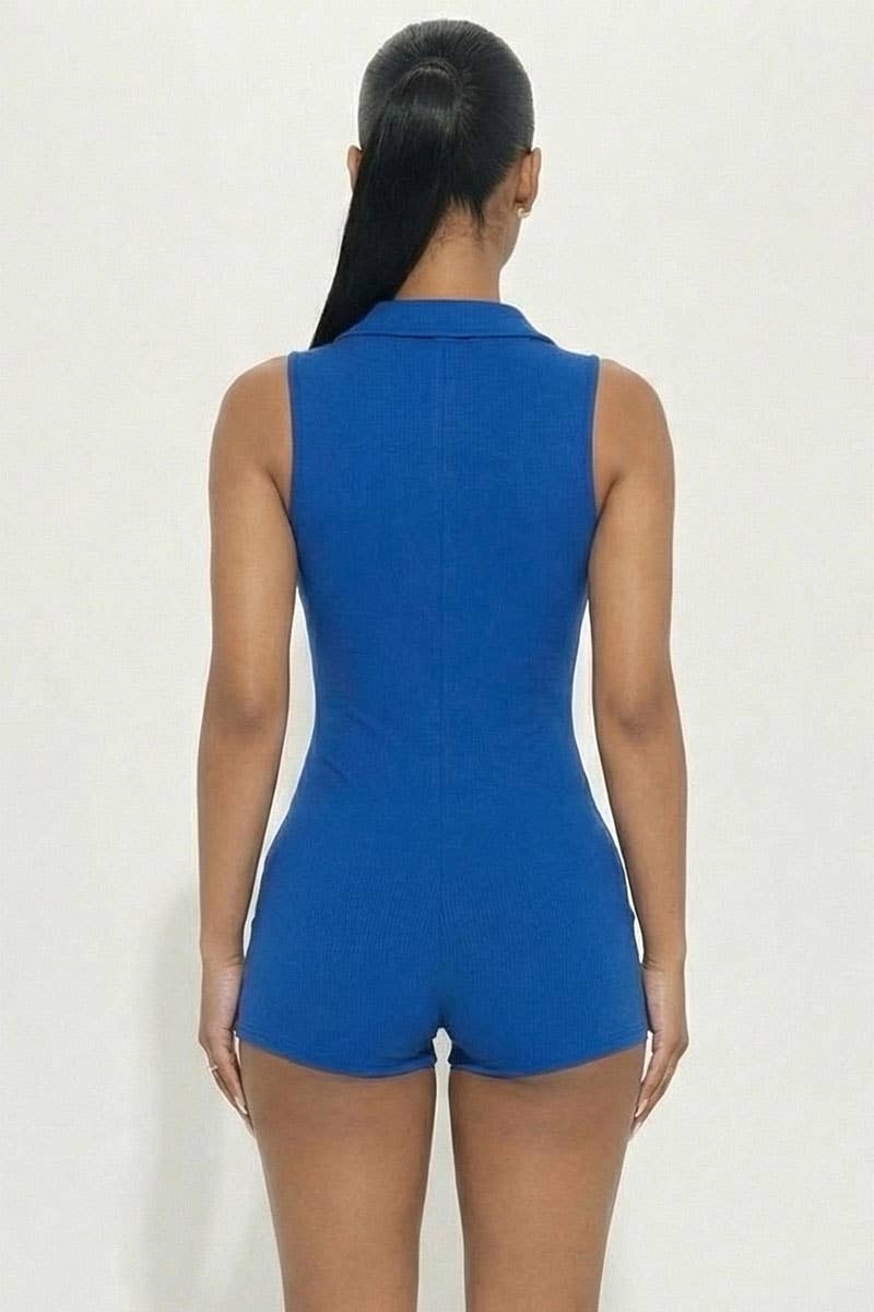 CAPELLA APPAREL - Wholesale Romper - Women's - Ribbed Knit Sleeveless Button Front Romper10
