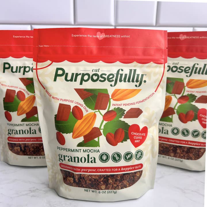 Peppermint Mocha Fermented Granola for wholesale by Eat Purposefully