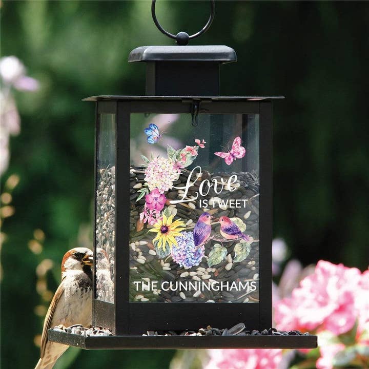 Personalized Love is Tweet Bird Feeder for wholesale by Sunny Jar Personalized