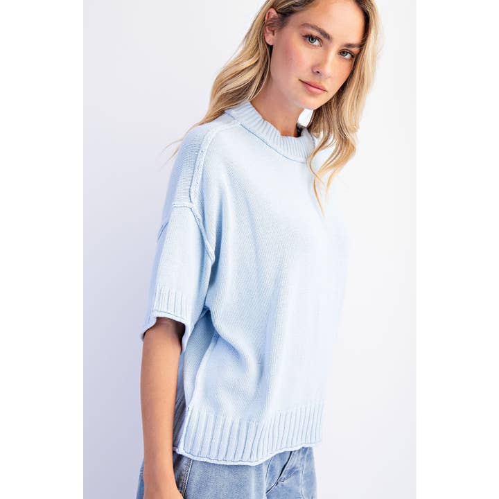 COTIERRA - Wholesale Knit Sweater - Women's - OVERSIZED CREWNECK SHORT SLEEVE SWEATER7