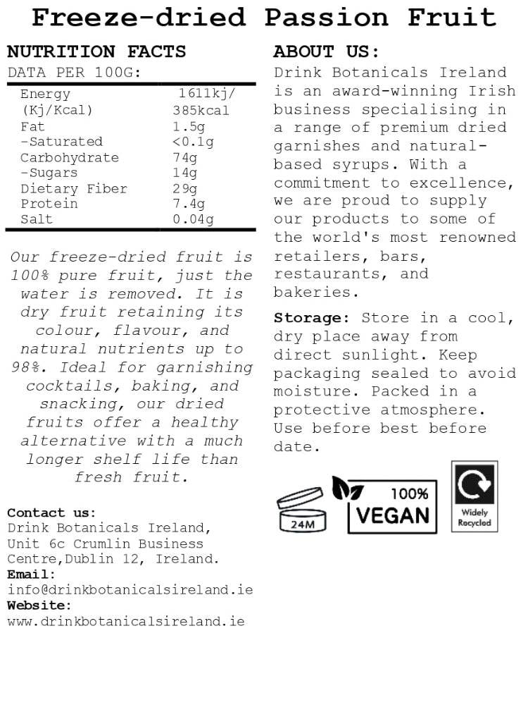 Drink Botanicals Ireland - Wholesale Dried/Dehydrated Fruit - Freeze Dried Passion Fruit Crumble5