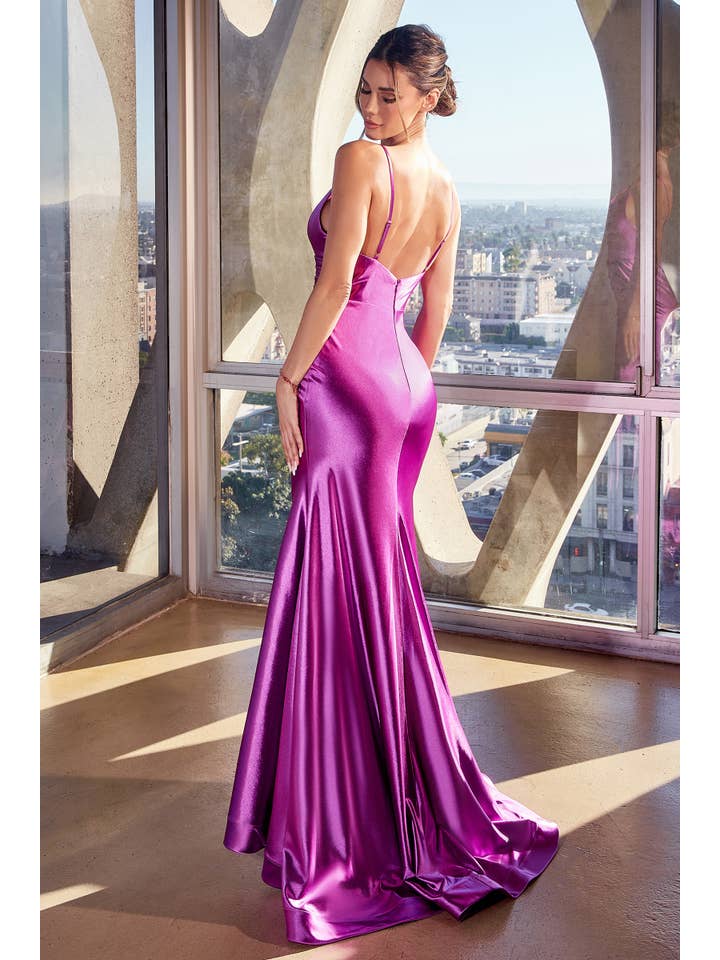 Ladivine by Cinderella Divine - Wholesale Gown - Women's - FITTED STRETCH SATIN GOWN