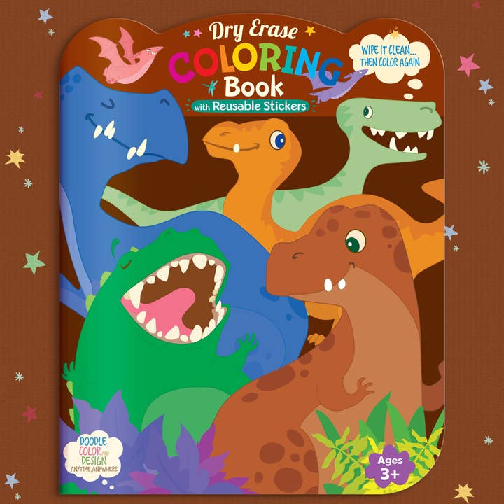 The Piggy Story - Wholesale Coloring Book - Kids & Baby - Dry Erase Reusable Coloring Book with Stickers | Dinosaur