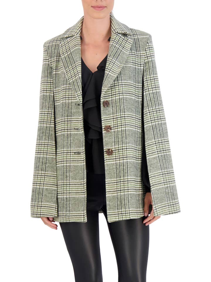 Ookie & Lala / O&L - Wholesale Jacket - Women's - Vegan Cashmere Plaid Cape Jacket