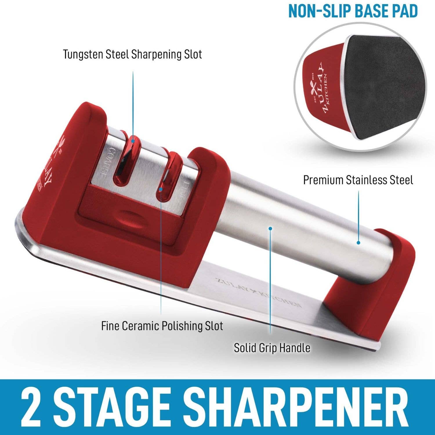 Zulay Kitchen - Wholesale Knife Sharpener - Premium Quality 2-Stage Knife Sharpener10