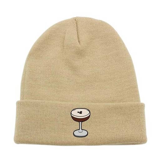 Espresso Martini Embroidered Beanie for wholesale by Calm Down Caren