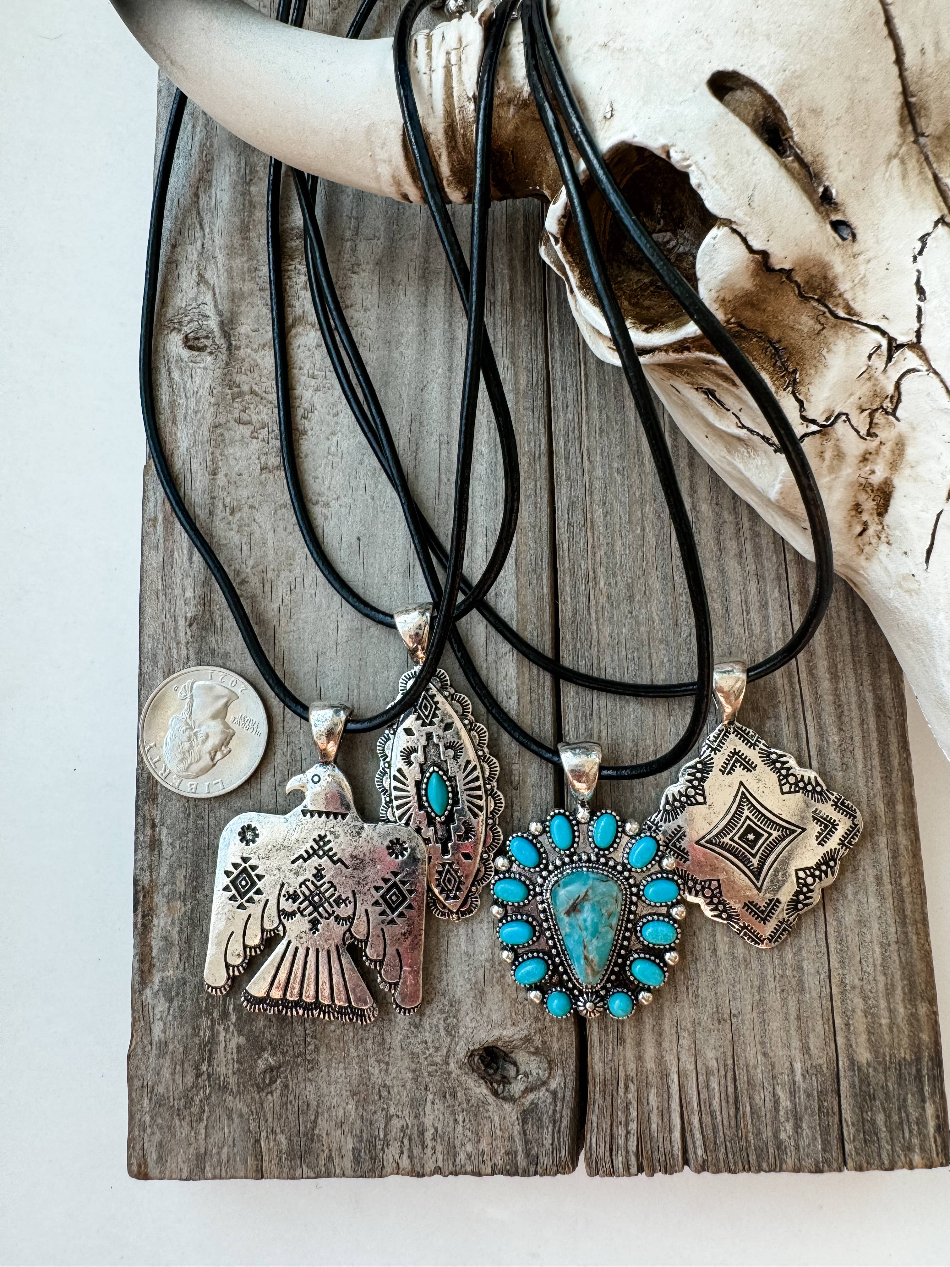Boho Ranch Shop – wholesale Pendant/charm necklace – Western Pendant Necklace - Thunderbird conch aztec 4