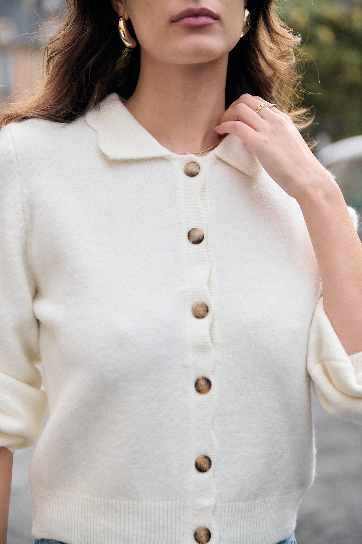 Nathael Paris – Cardigan - Mulher por atacado – Cardigã de alpaca e lã com gola festonada8