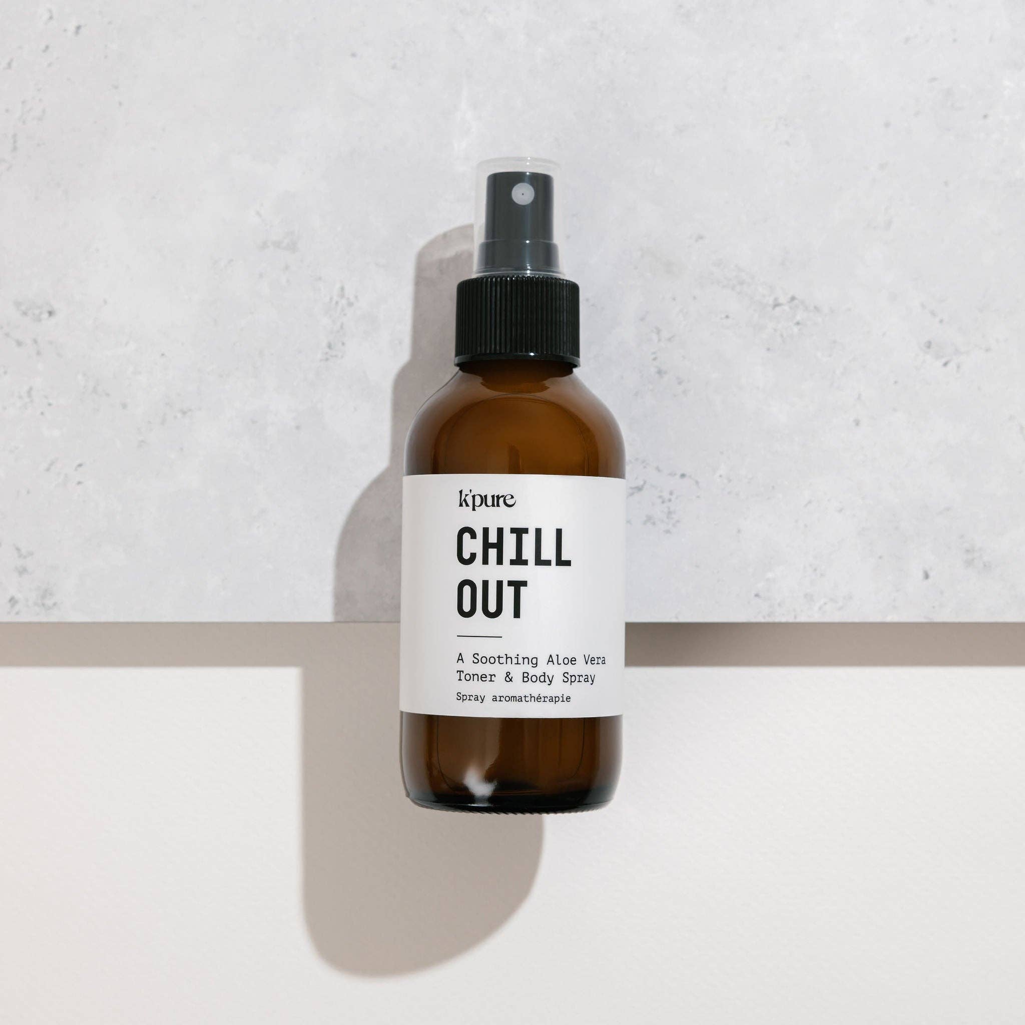 K'pure Naturals – Óleos essenciais/água para rosto e corpo por atacado – Chill Out | Tônico calmante de Aloe Vera e Spray Corporal