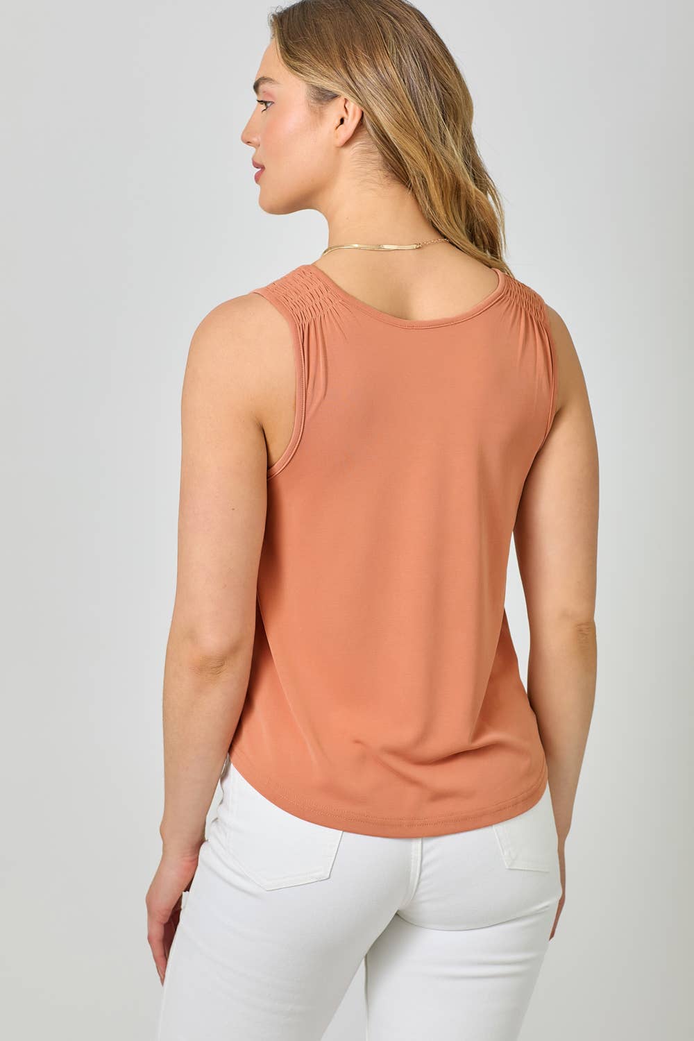 Mystree - Venta al por mayor Camiseta sin mangas - Mujer - 61036 Camiseta de Tirantes con Hombros Fruncidos de Cupro Modal18