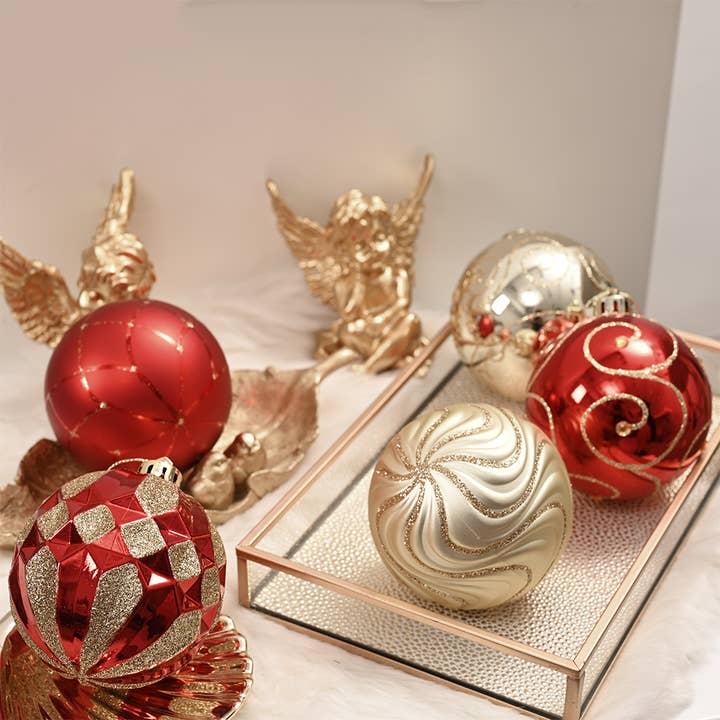 OrnamentallyYou - Wholesale Ornament Set - Glittery Red and Gold Christmas Ornament Bauble Set Bundle