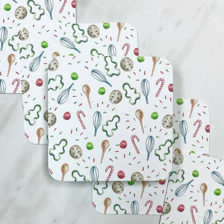 Christmas Card stock Coasters - Baking for wholesale by Sibley Designs