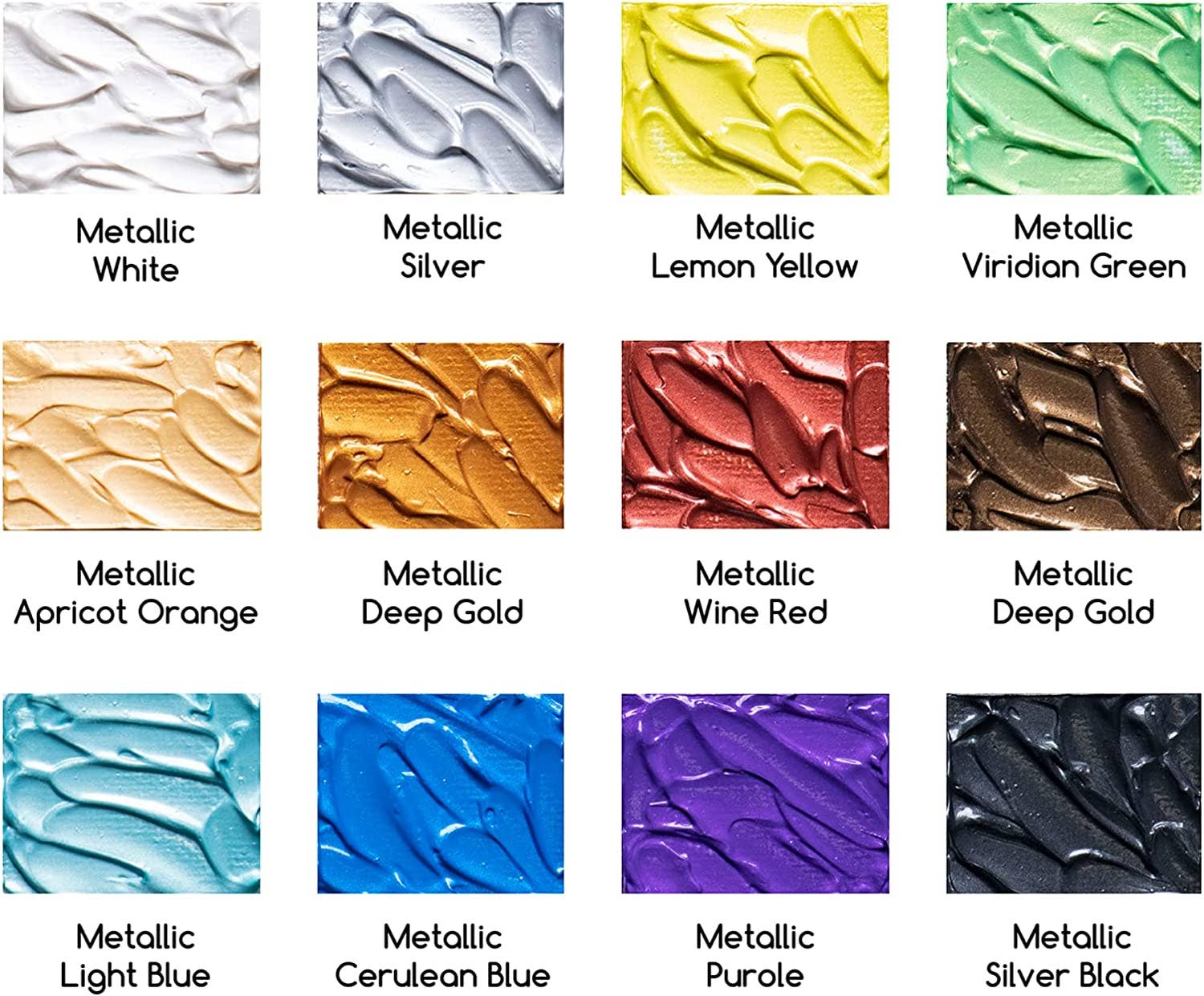 Pintar Art Supply - Wholesale Acrylic Paint - MEEDEN Metallic Acrylic Paint, Set of 12 Vibrant Colors Acrylic Tubes 0.74oz/22ml, Heavy Body Non Toxic Art Craft Paints for Artists, Kids & Beginners, Art Supplies for Canvas Wood Rocks Painting1