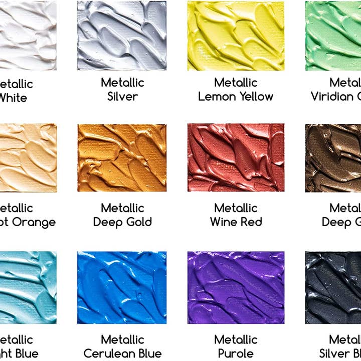 Pintar Art Supply - Wholesale Acrylic Paint - MEEDEN Metallic Acrylic Paint, Set of 12 Vibrant Colors Acrylic Tubes 0.74oz/22ml, Heavy Body Non Toxic Art Craft Paints for Artists, Kids & Beginners, Art Supplies for Canvas Wood Rocks Painting1
