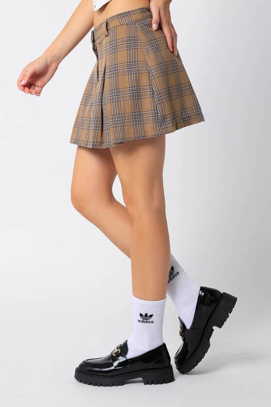 Taupe Faltenrock mit umgekehrten Falten für den Großhandel auf Faire1