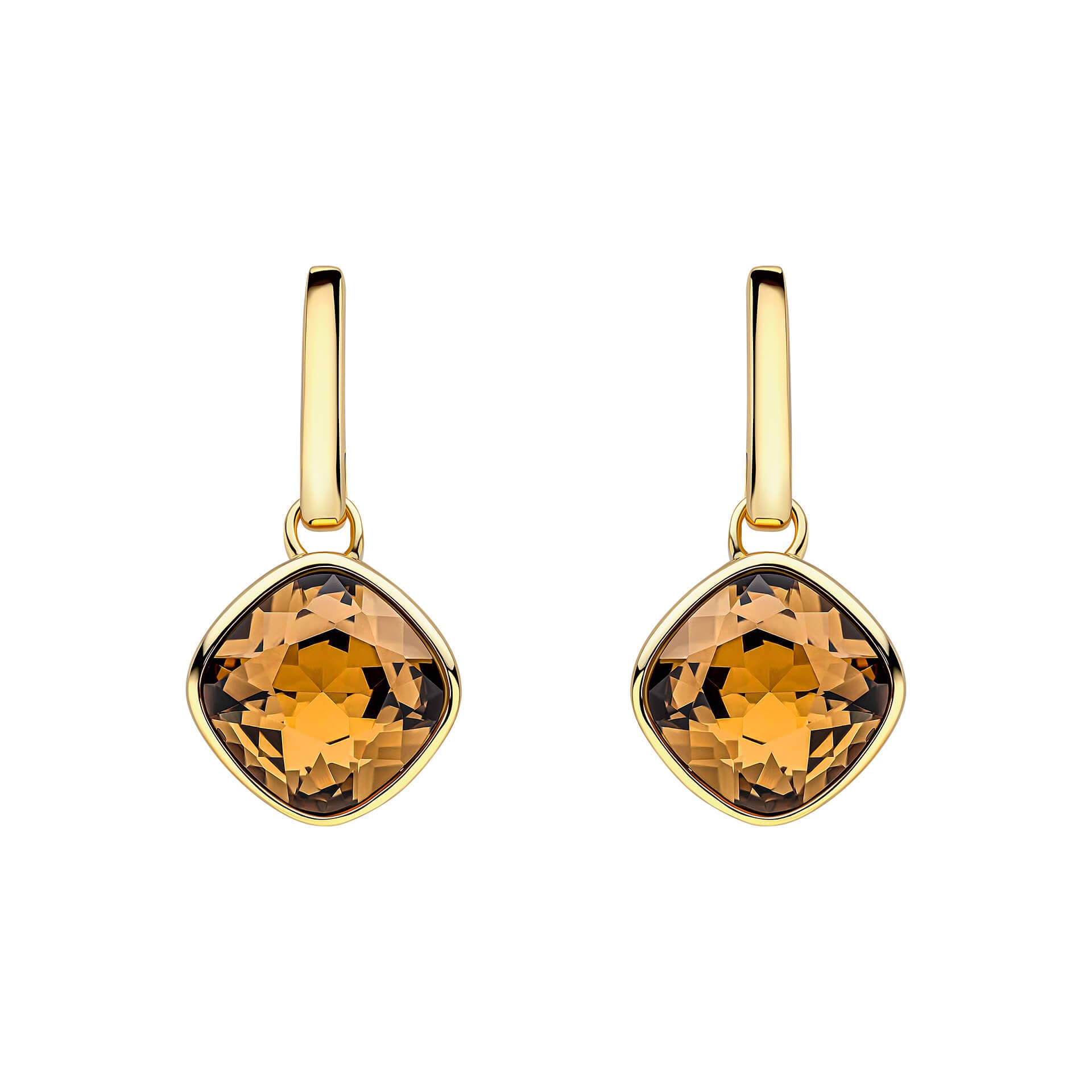 Gecko Jewellery - Wholesale Knopjes/oorstekers - Kussengeslepen oorbellen van gerookt topaz-kristal met druppelvormige oorknopjes